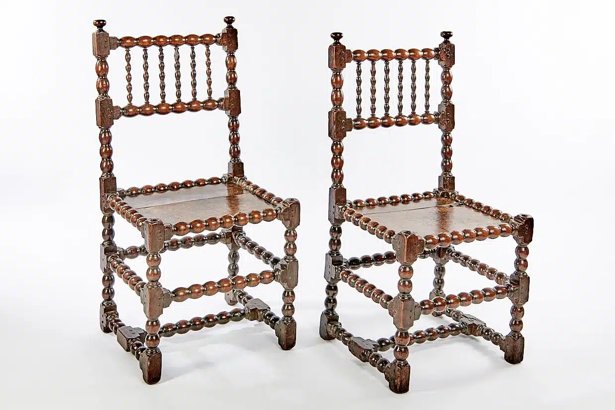 Pair of 17th century spindle back chairs