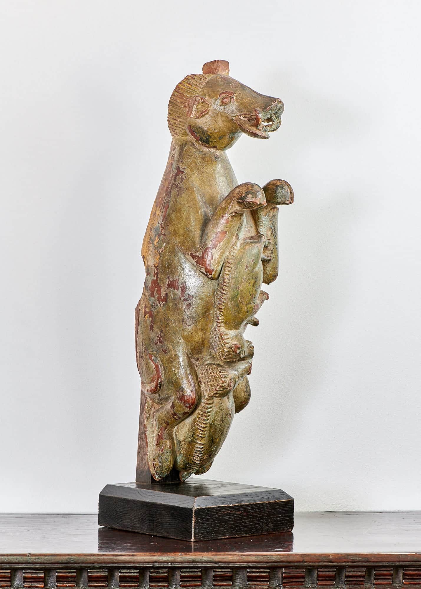 16th century oak carved Boar with piglets