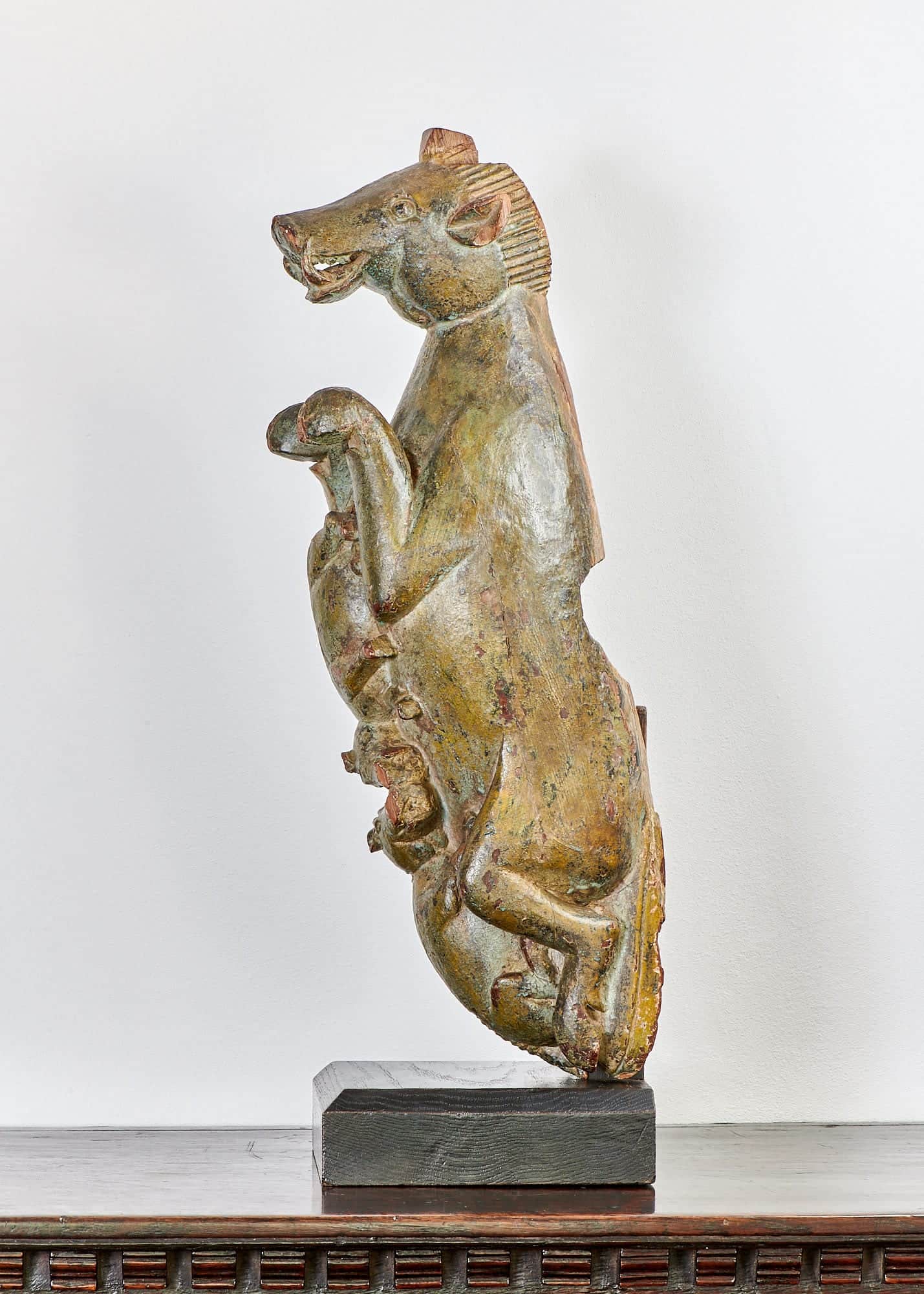 16th century oak carved Boar with piglets