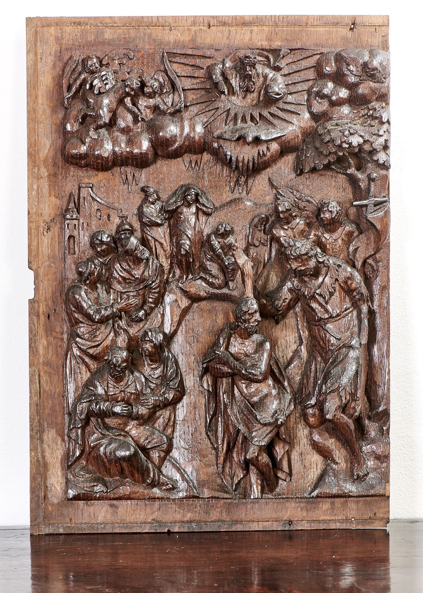 17th century panel of the Baptism of Christ