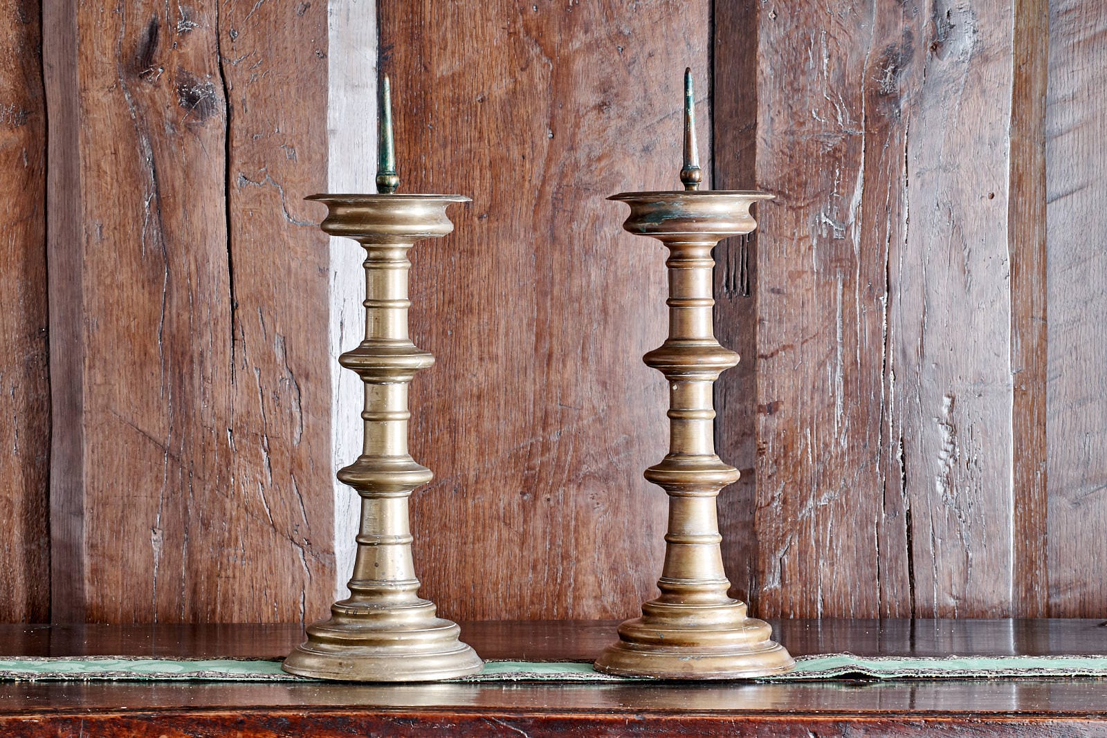 Pair of Renaissance Brass Pricket Candlesticks