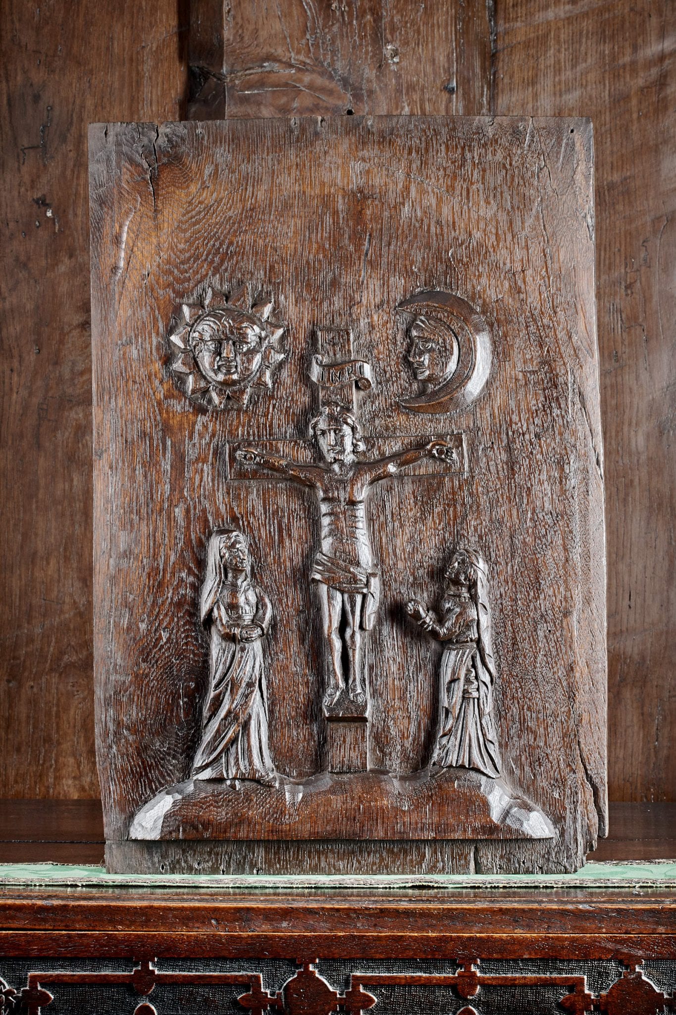 17th century oak crucifixion panel