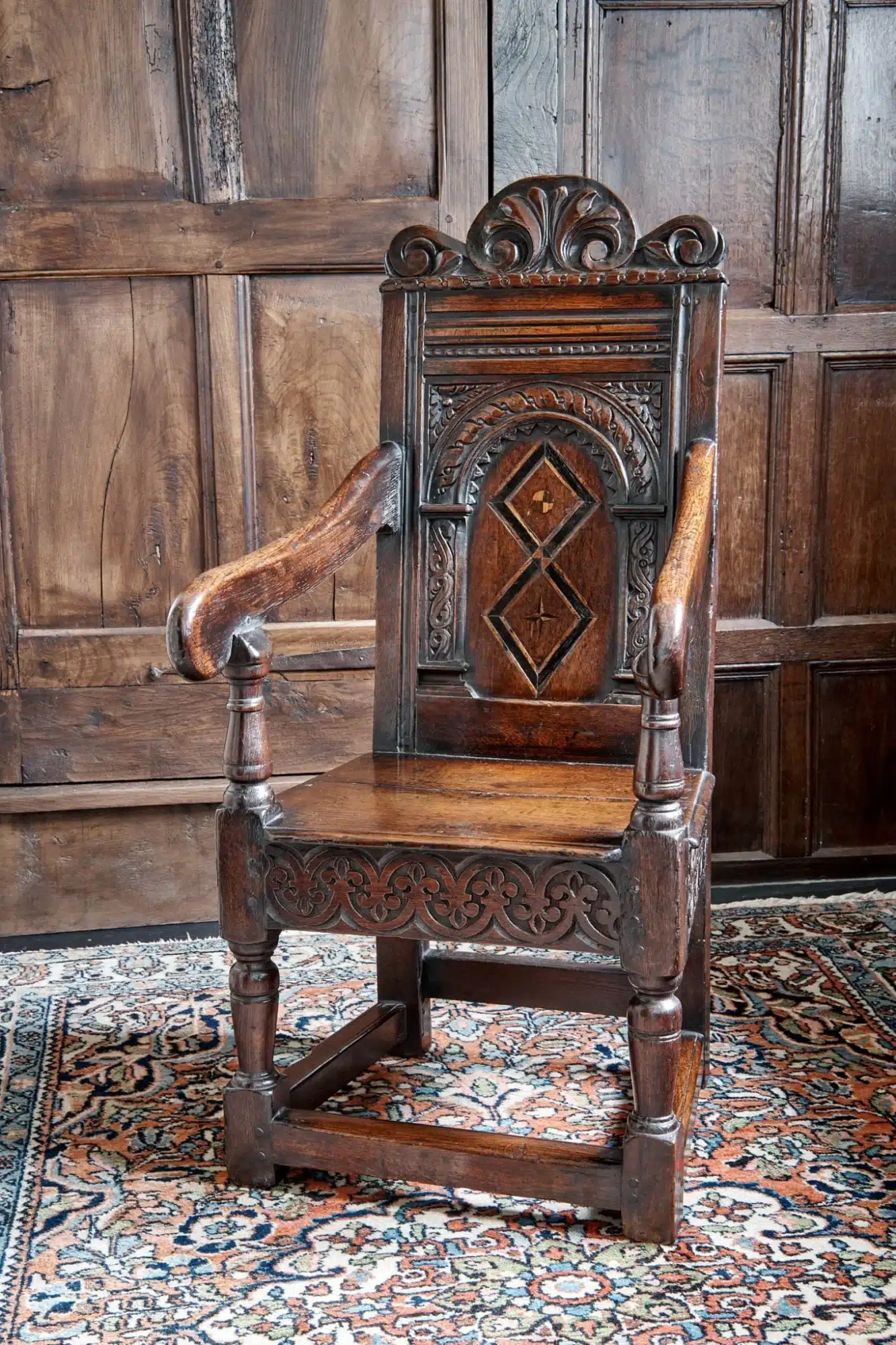 Charles I oak carved child’s armchair