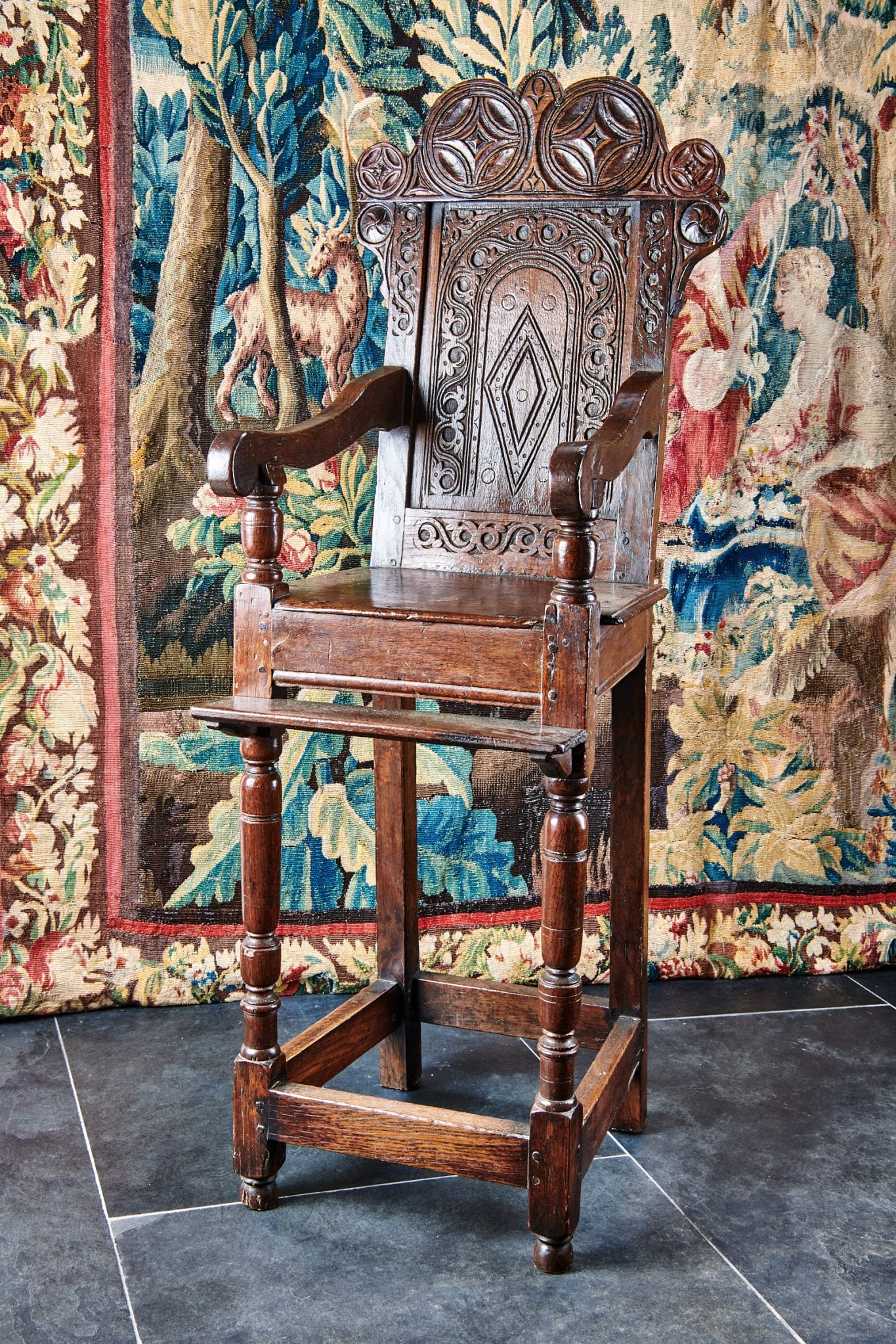 Charles I oak child’s high chair