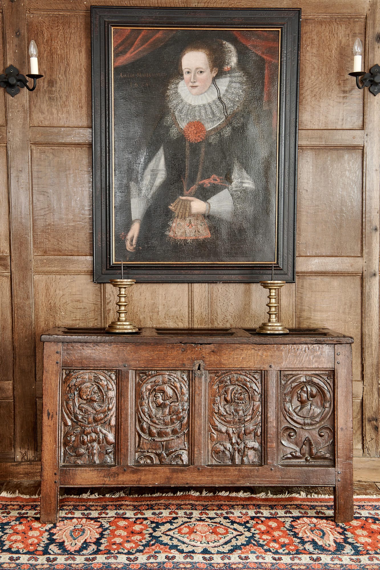 Henry VIII carved oak chest