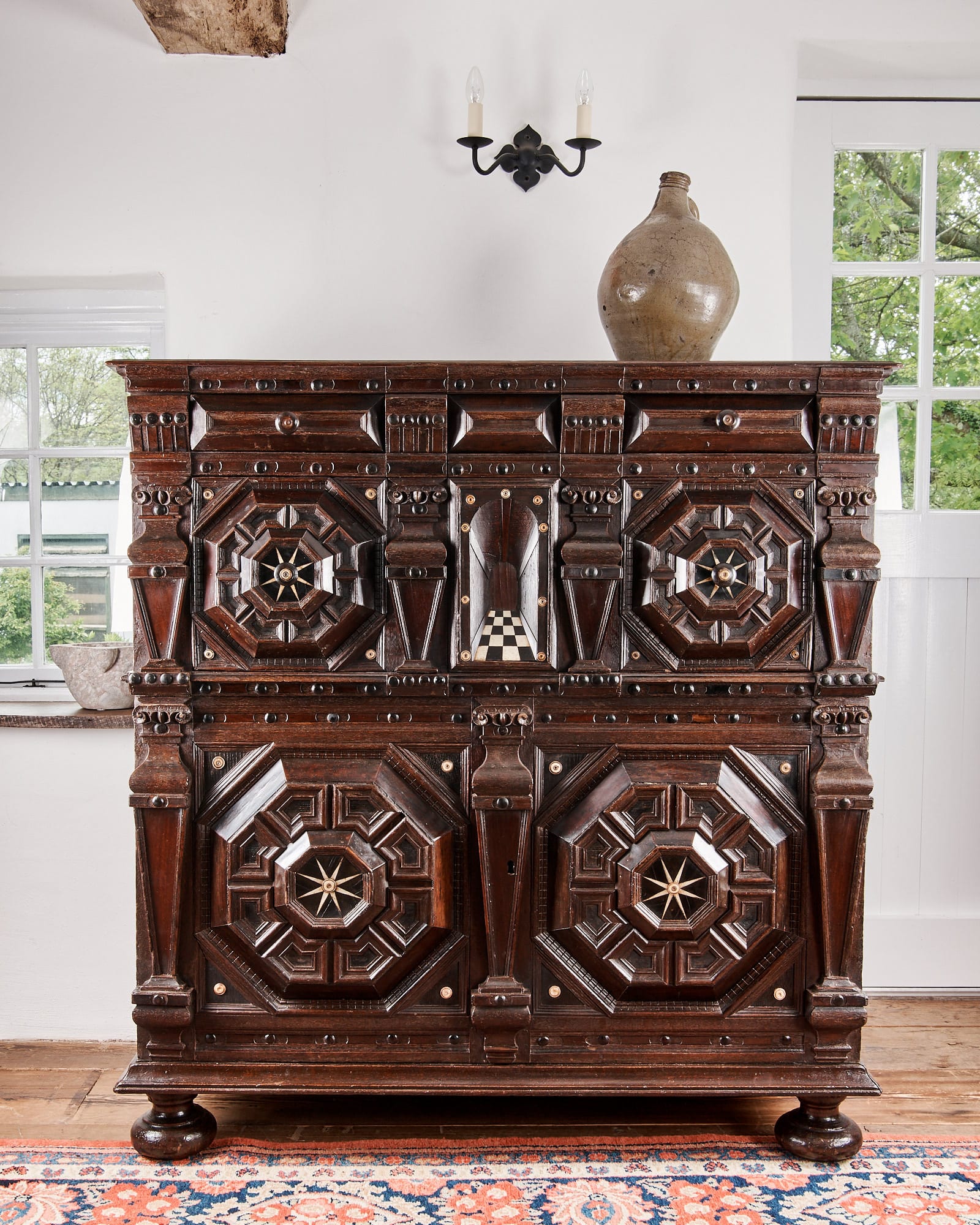 Charles II enclosed chest of drawers