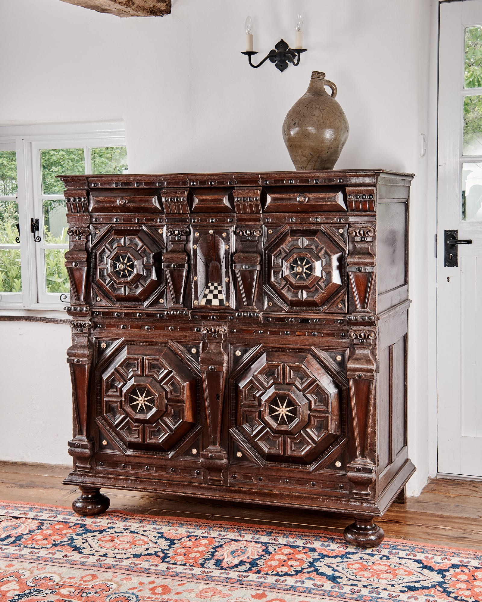 Charles II enclosed chest of drawers