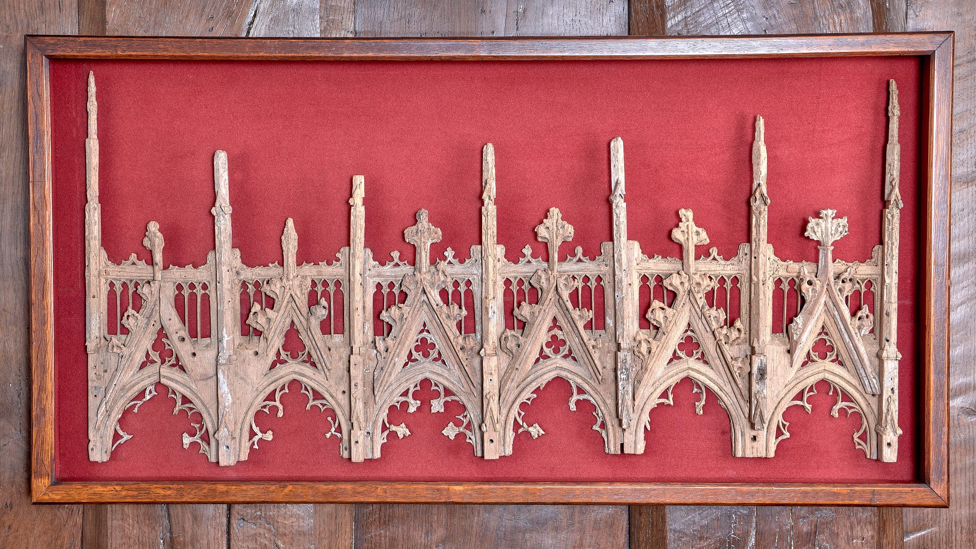 14th century oak tracery fragment