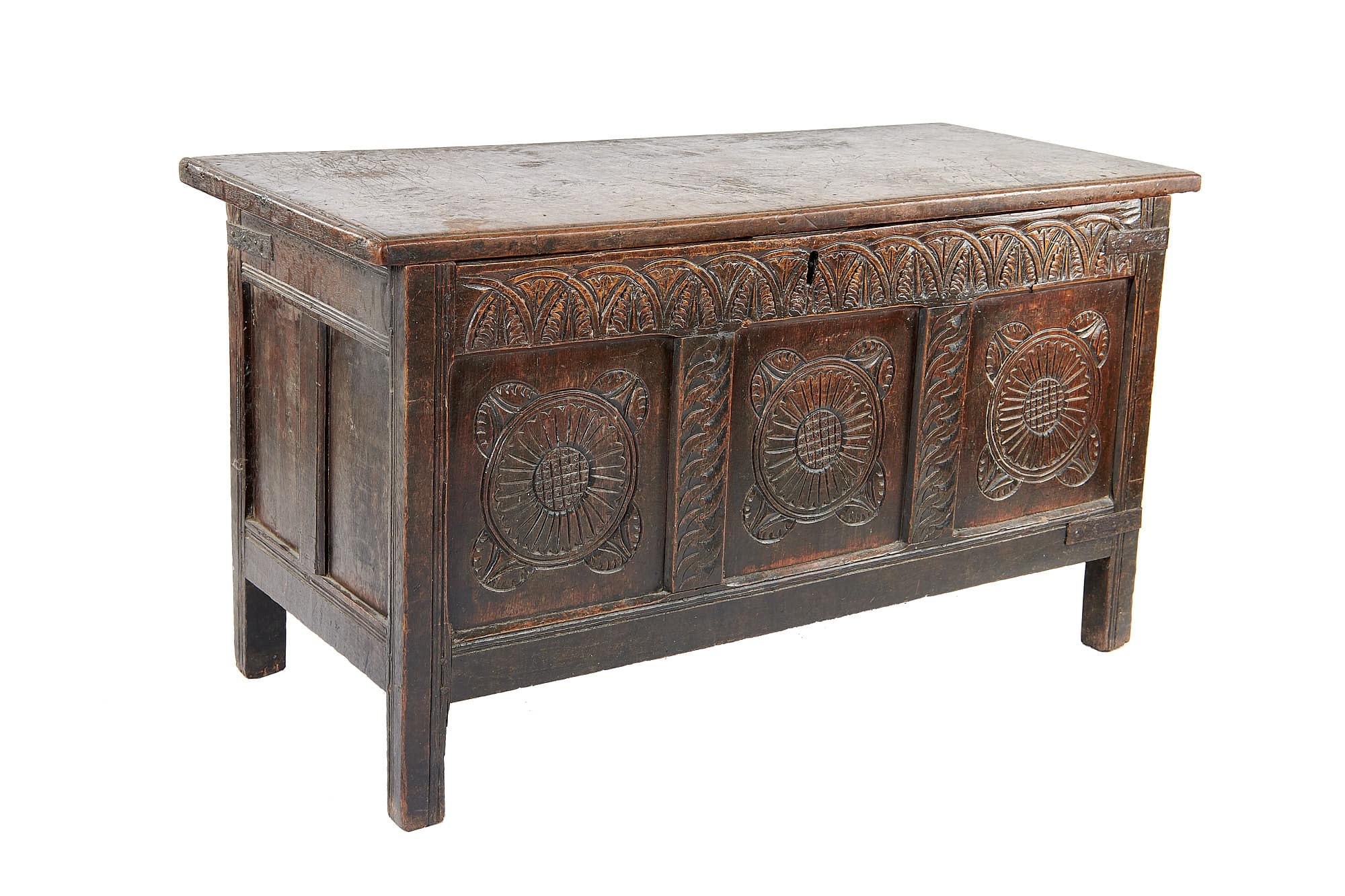 Charles I carved oak chest