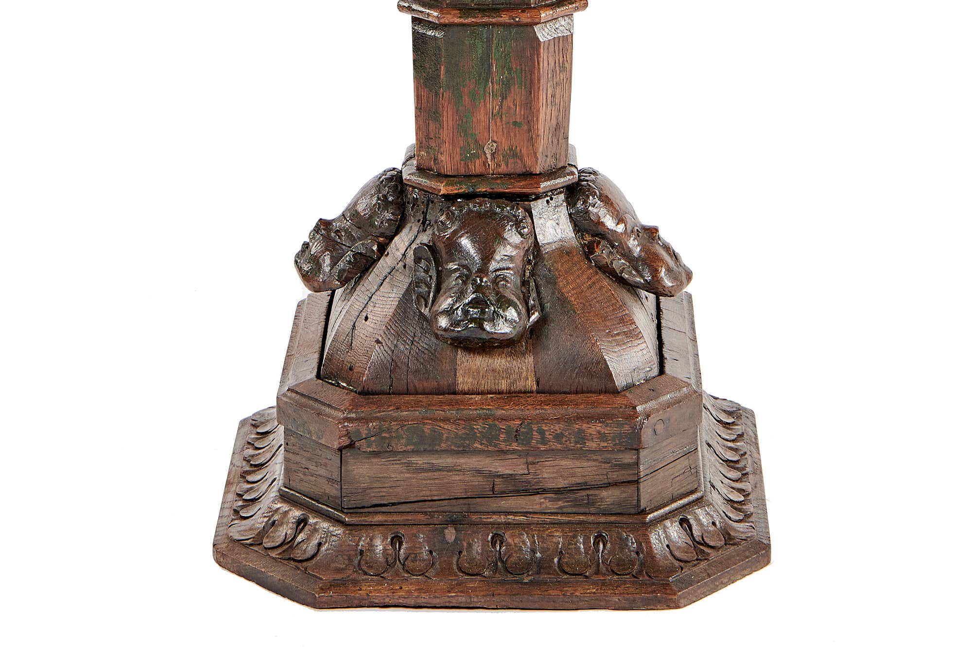 Henry VIII carved oak torchere