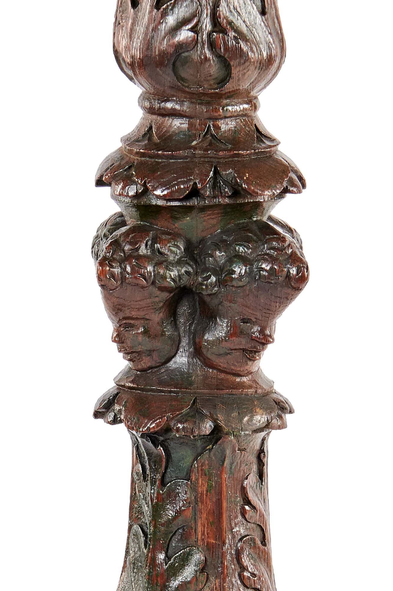 Henry VIII carved oak torchere
