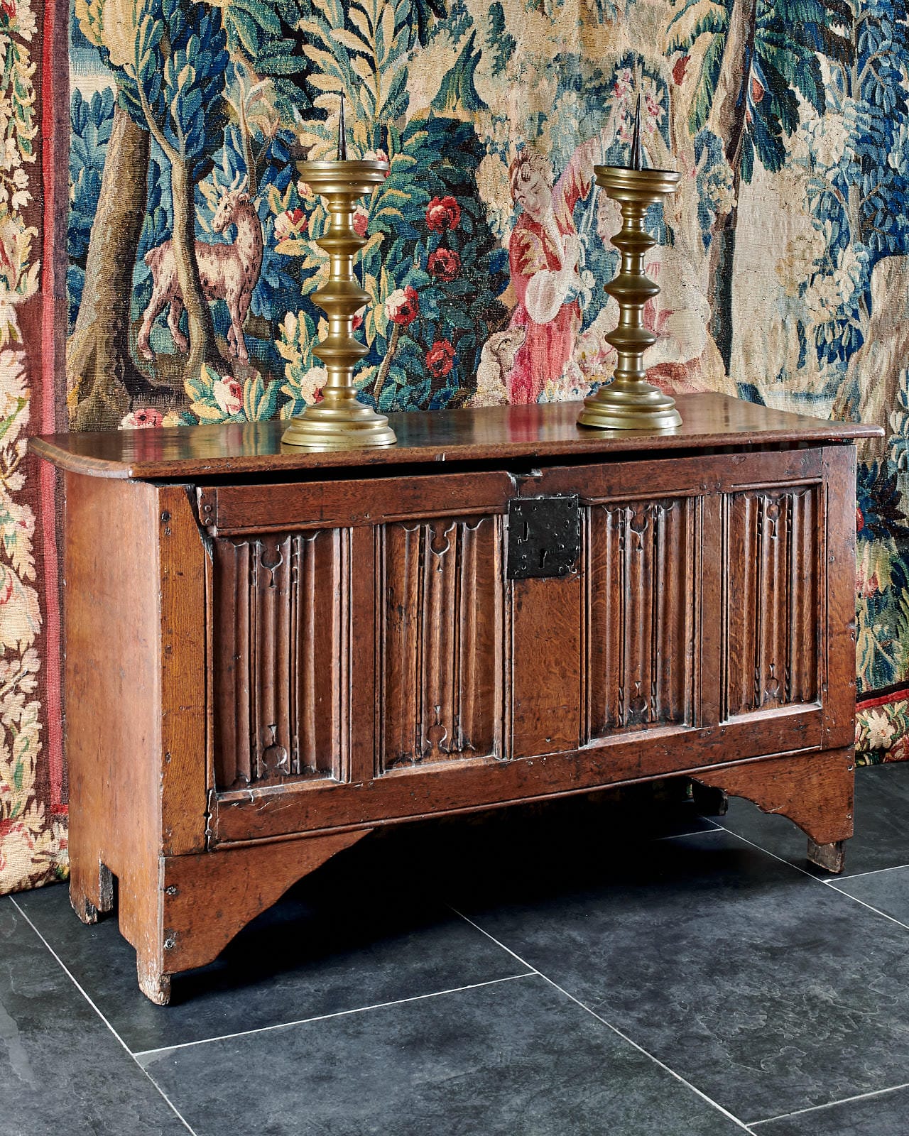 Henry VIII oak linenfold chest