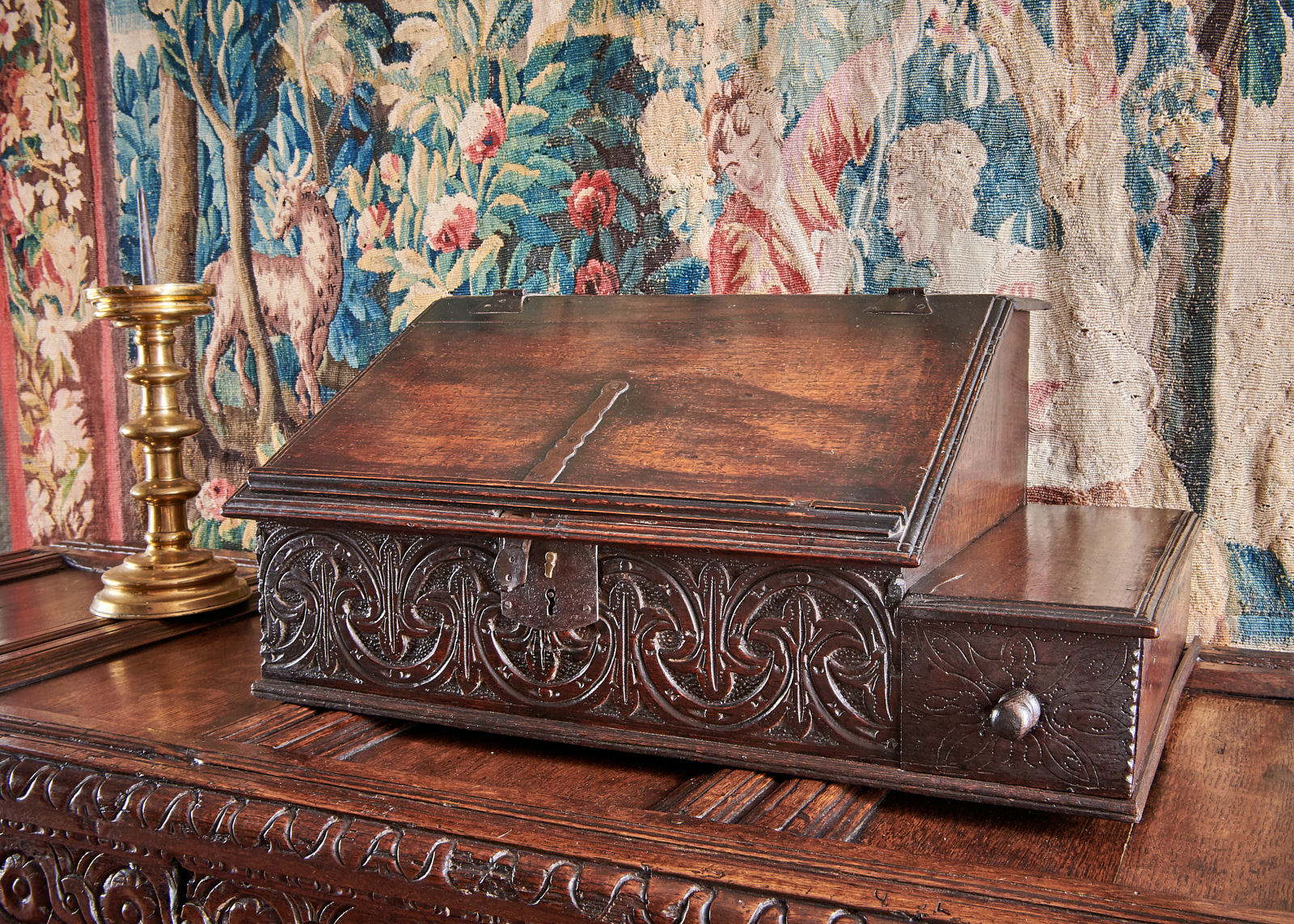 Charles II oak desk box
