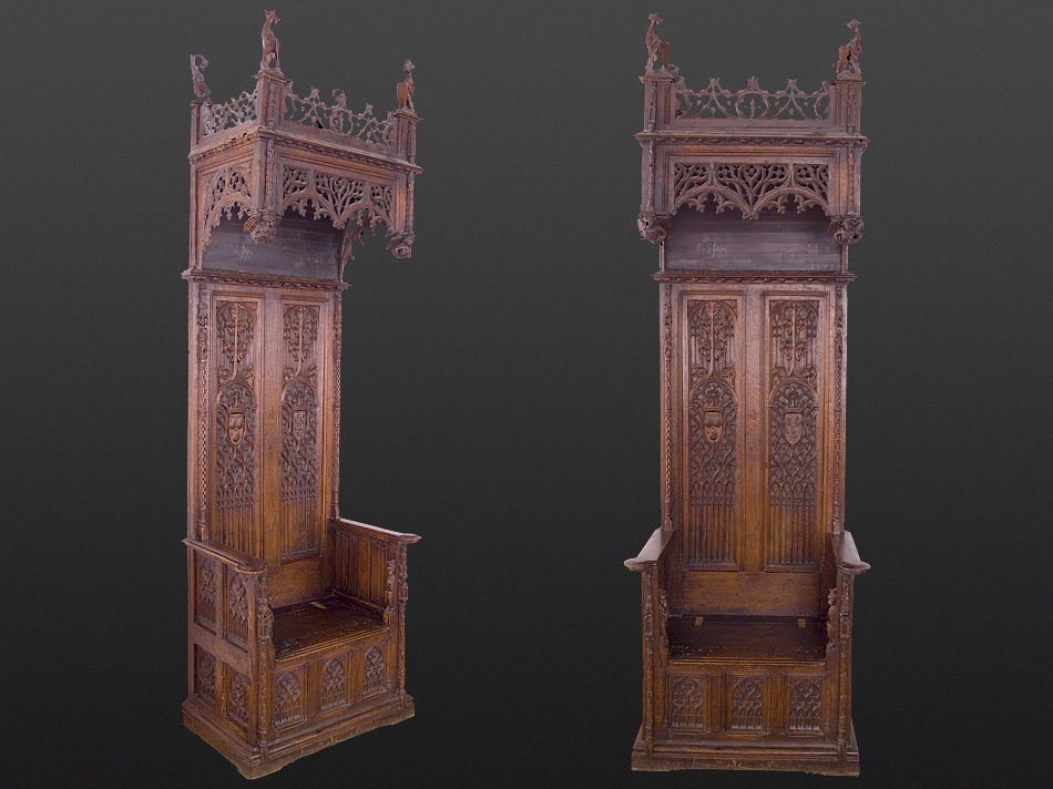 Gothic walnut throne chair