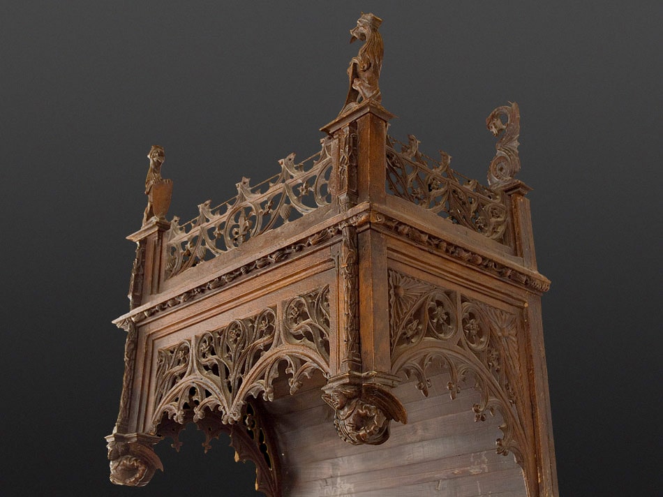 Gothic walnut throne chair