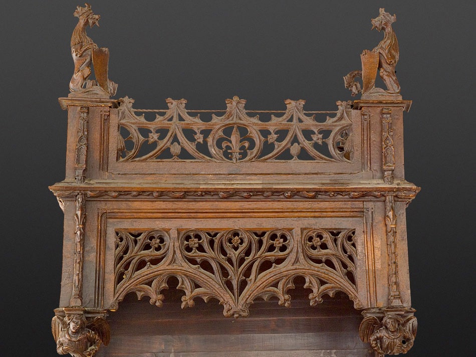Gothic walnut throne chair
