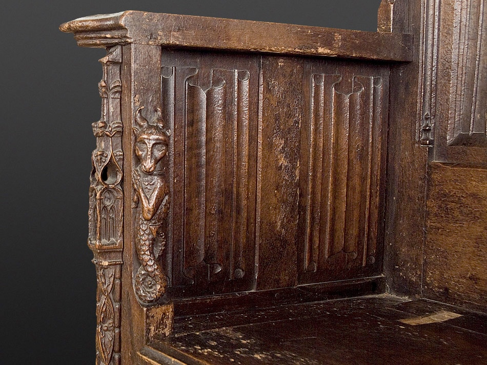 Gothic walnut throne chair