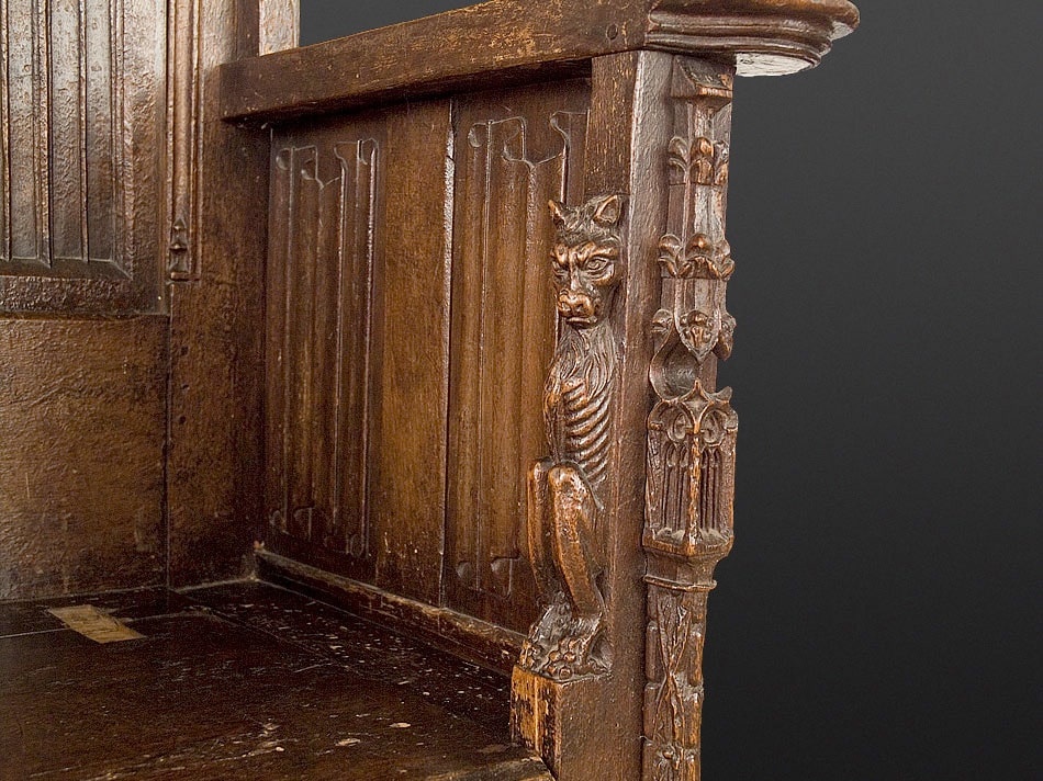Gothic walnut throne chair