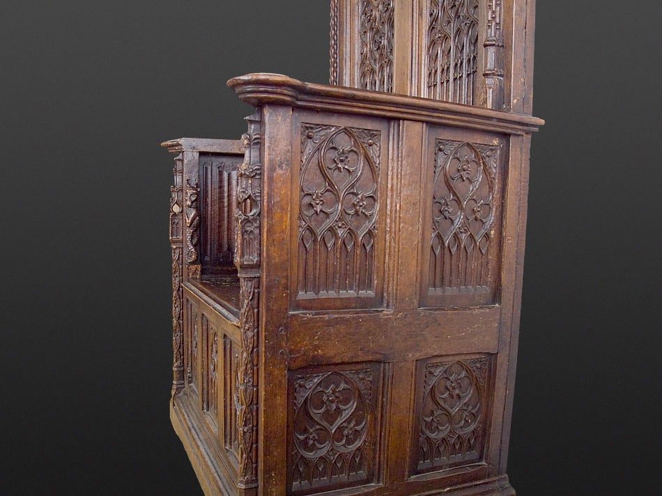 Gothic walnut throne chair