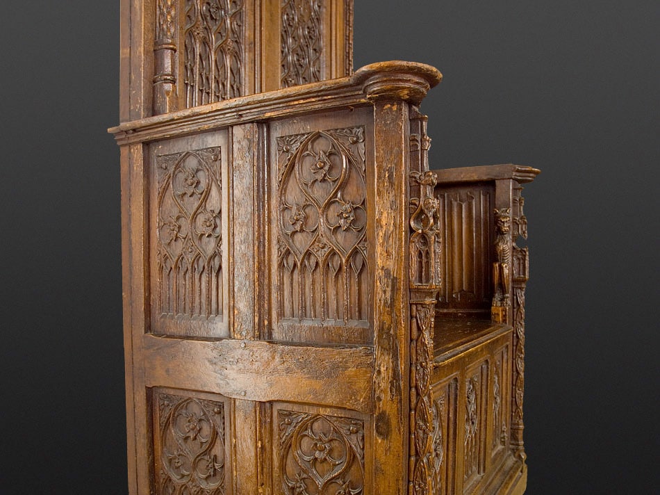 Gothic walnut throne chair