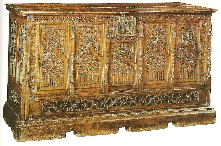 Monumental Gothic Oak Chest