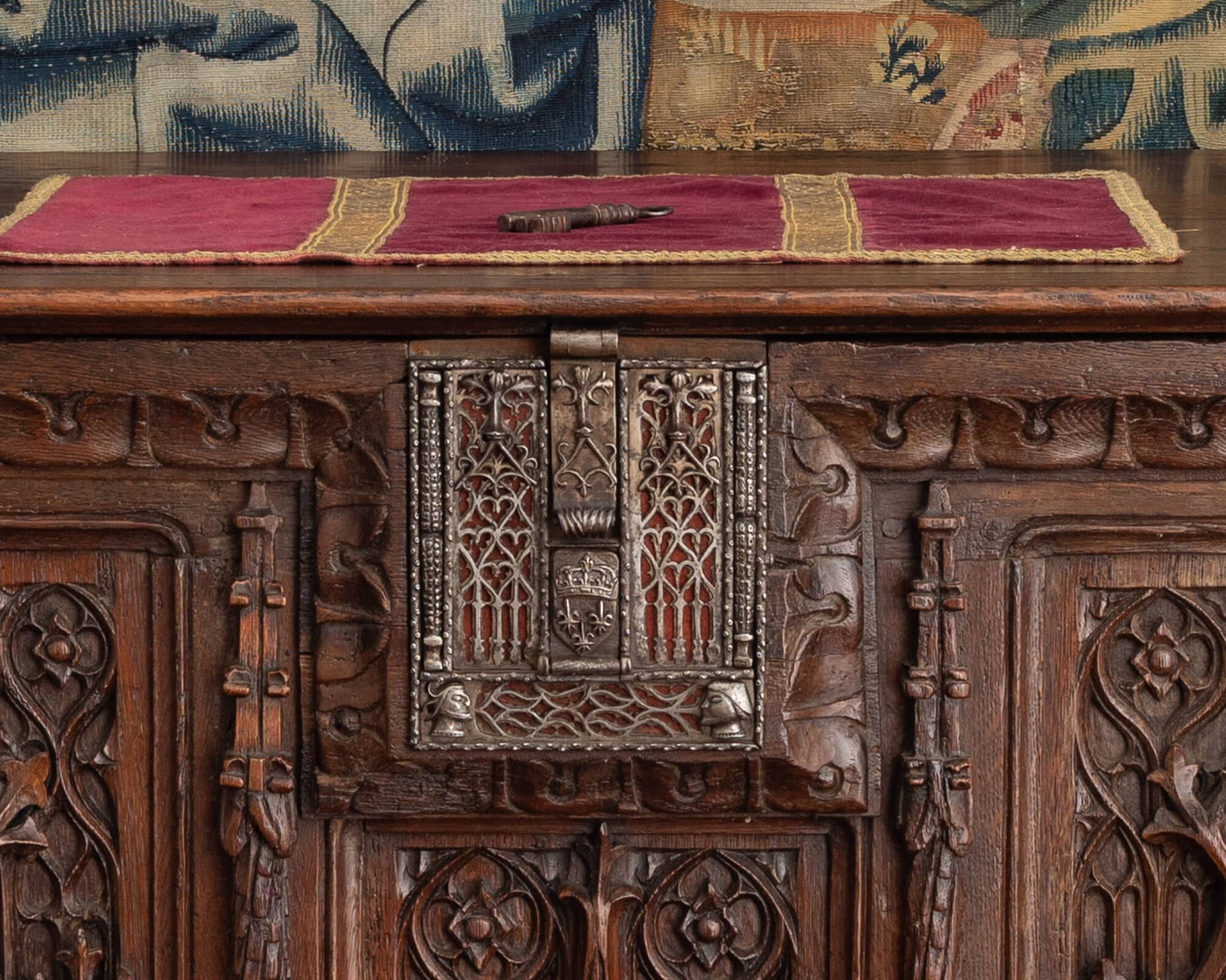 Monumental Gothic Oak Chest