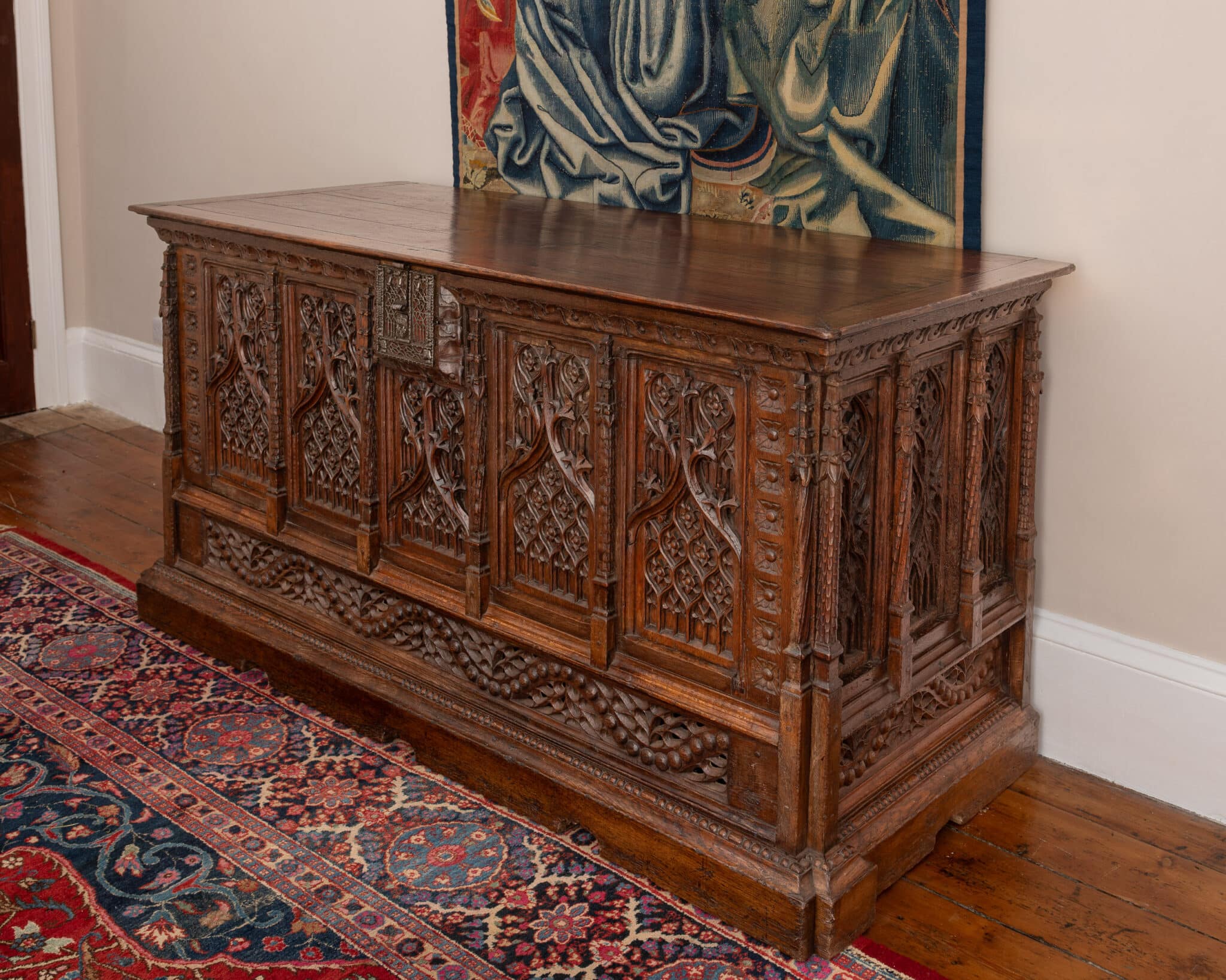 Monumental Gothic Oak Chest