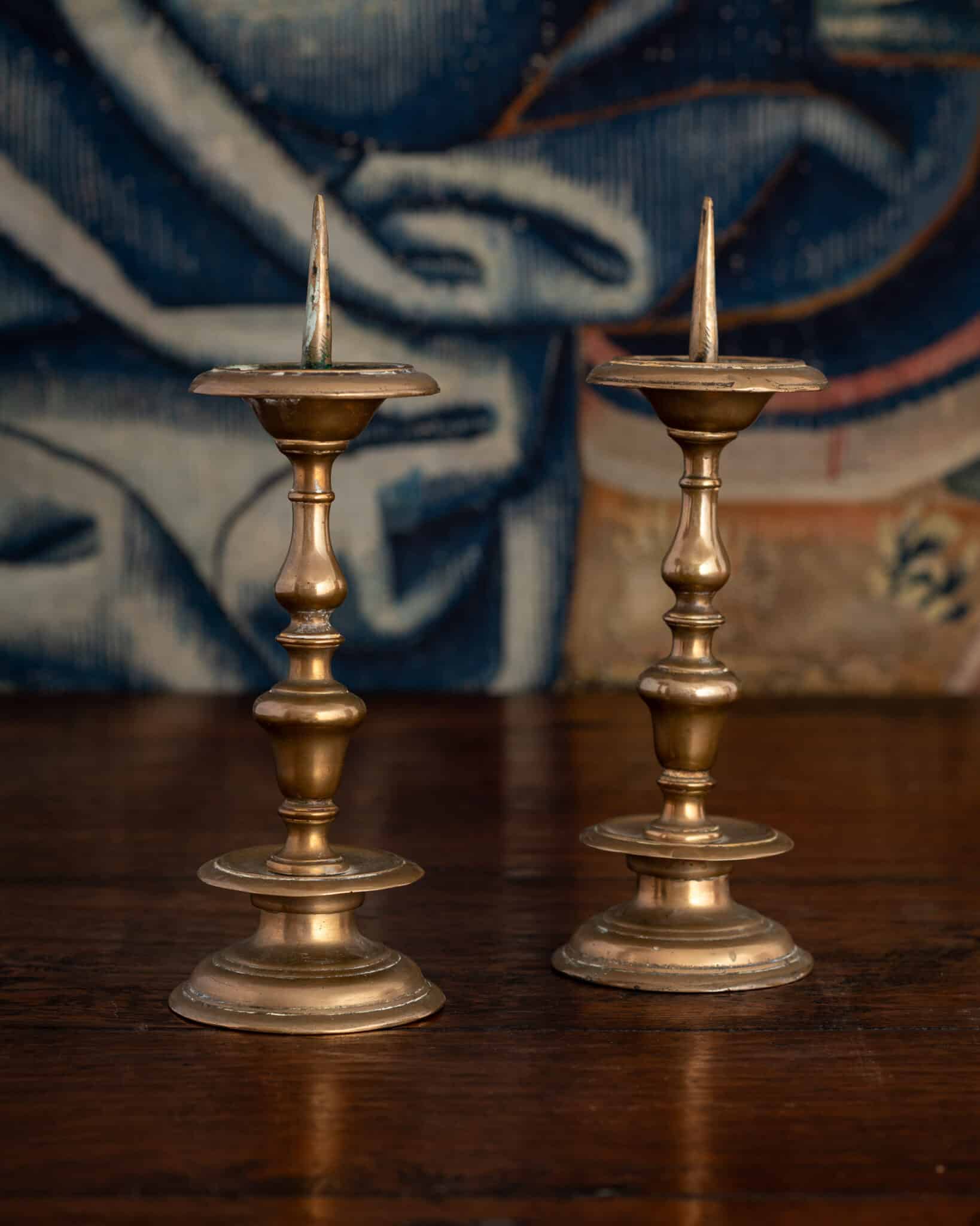 PAIR OF RENAISSANCE BRONZE PRICKET CANDLESTICKS