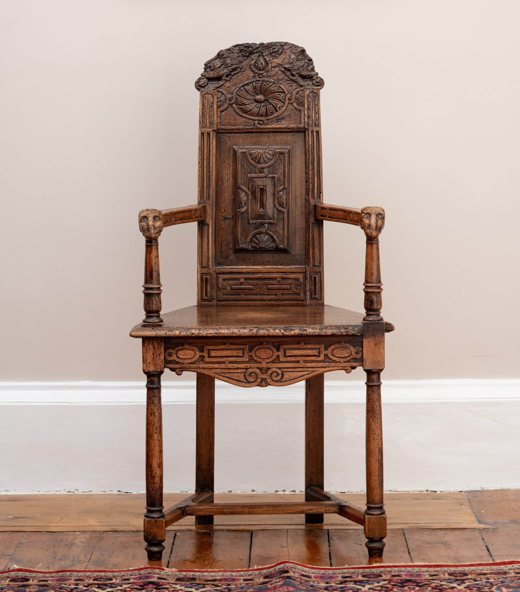 French Renaissance Walnut Caquetoire Armchair