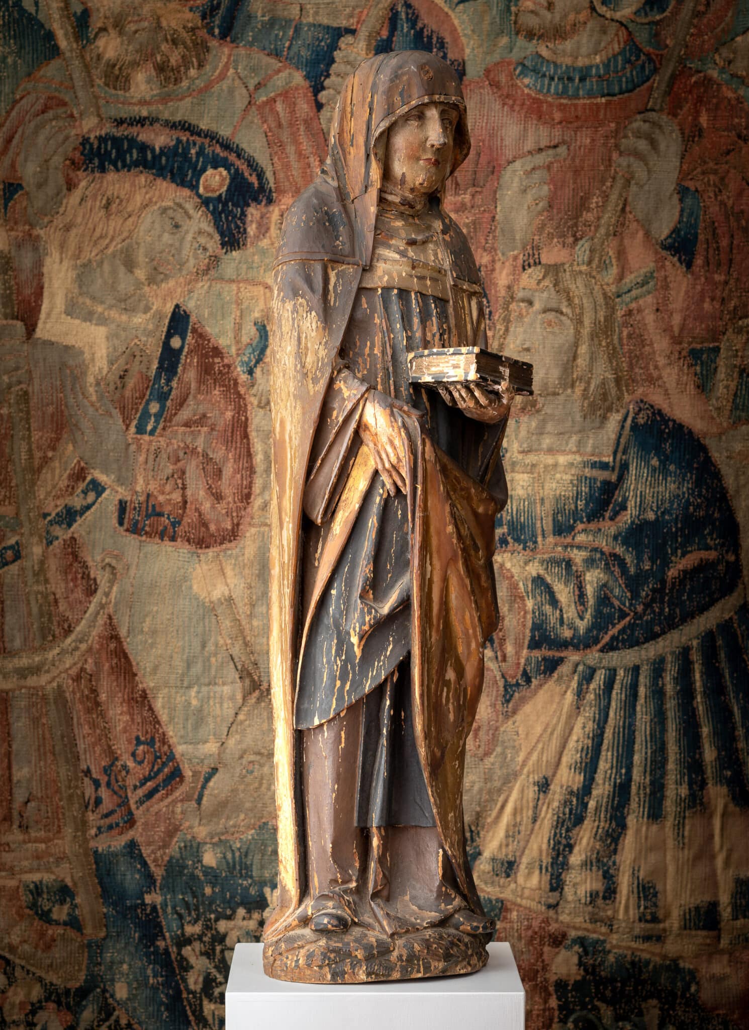 Late Gothic Limewood Figure of a Female Saint, probably St Anne