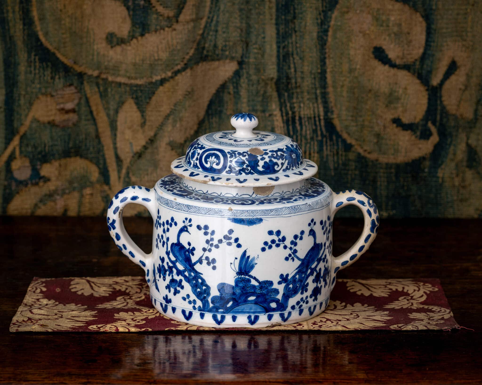 A Dutch Delft Blue and White Posset Pot and Cover