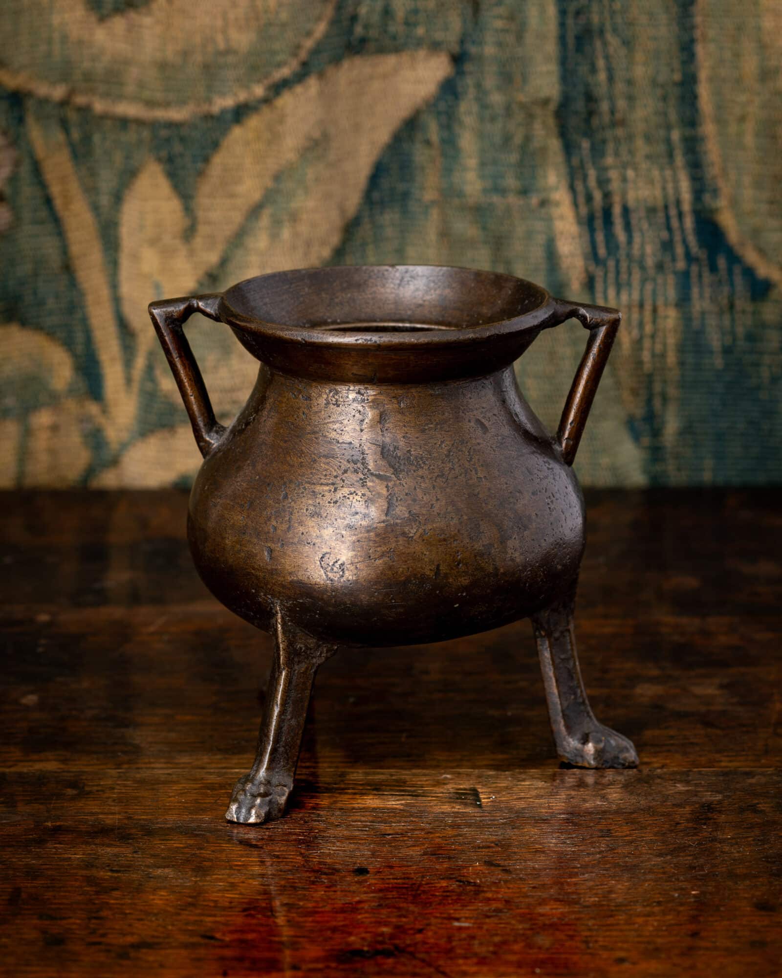 A Small Netherlandish Bronze Tripod Cauldron, 16th Century