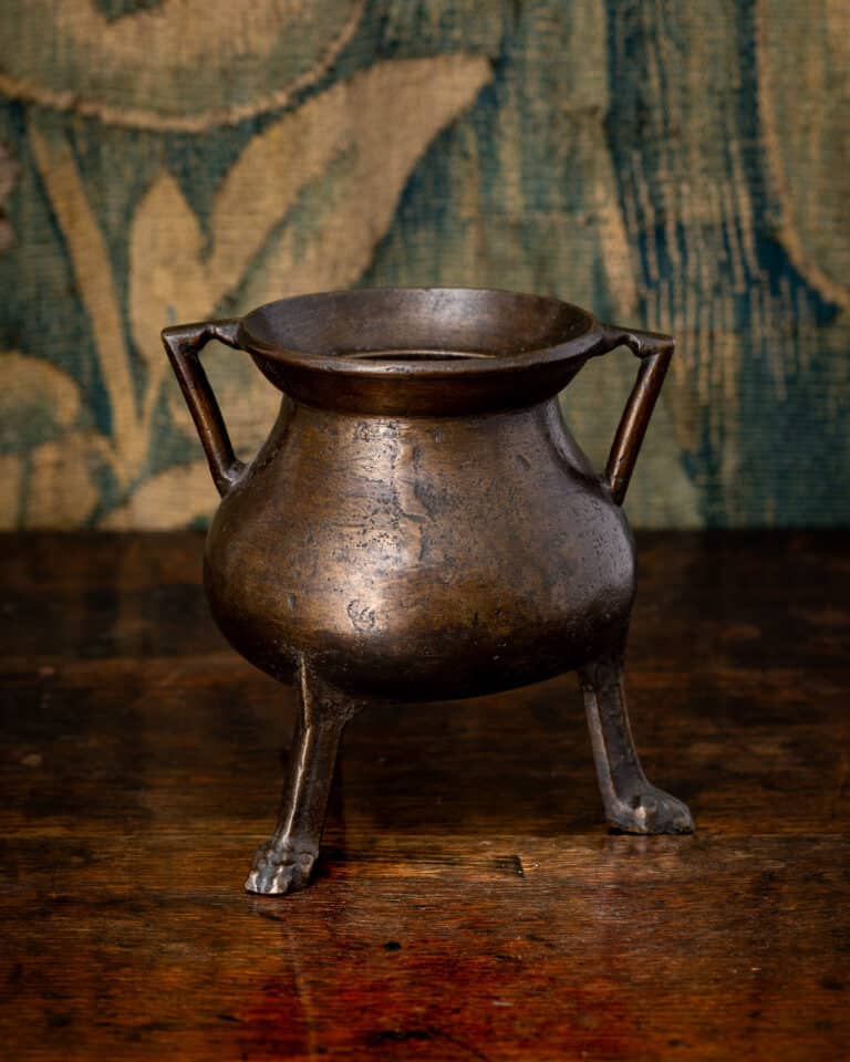A Small Netherlandish Bronze Tripod Cauldron, 16th Century