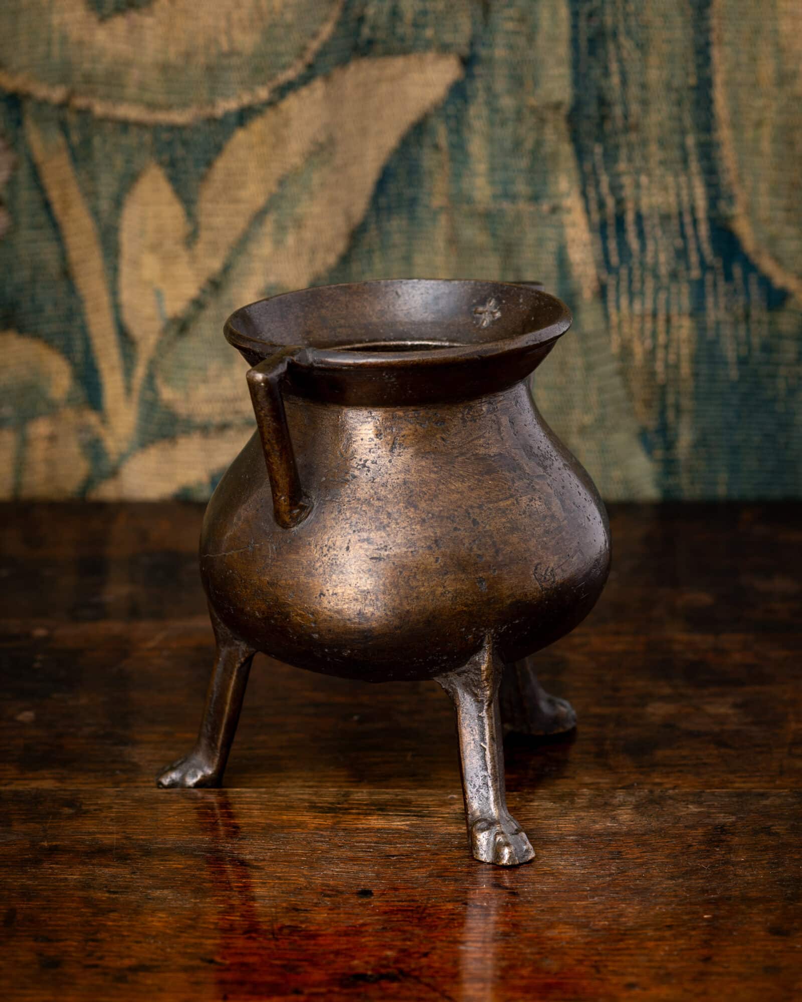 A Small Netherlandish Bronze Tripod Cauldron, 16th Century