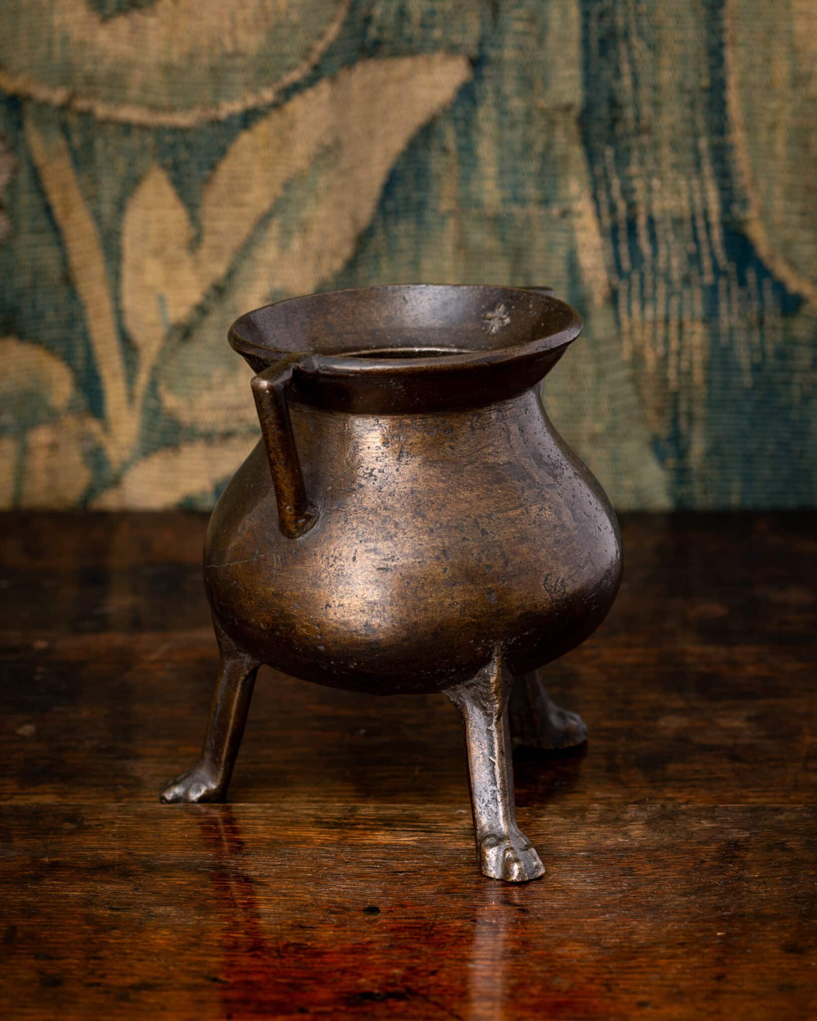 A Small Netherlandish Bronze Tripod Cauldron, 16th Century