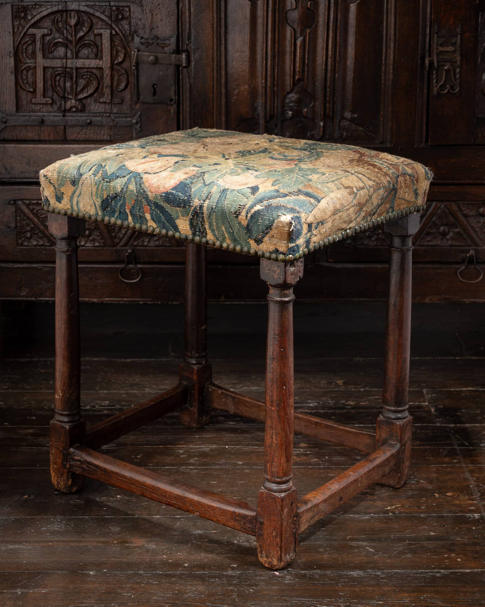 James I Joined Oak Upholstered Stool