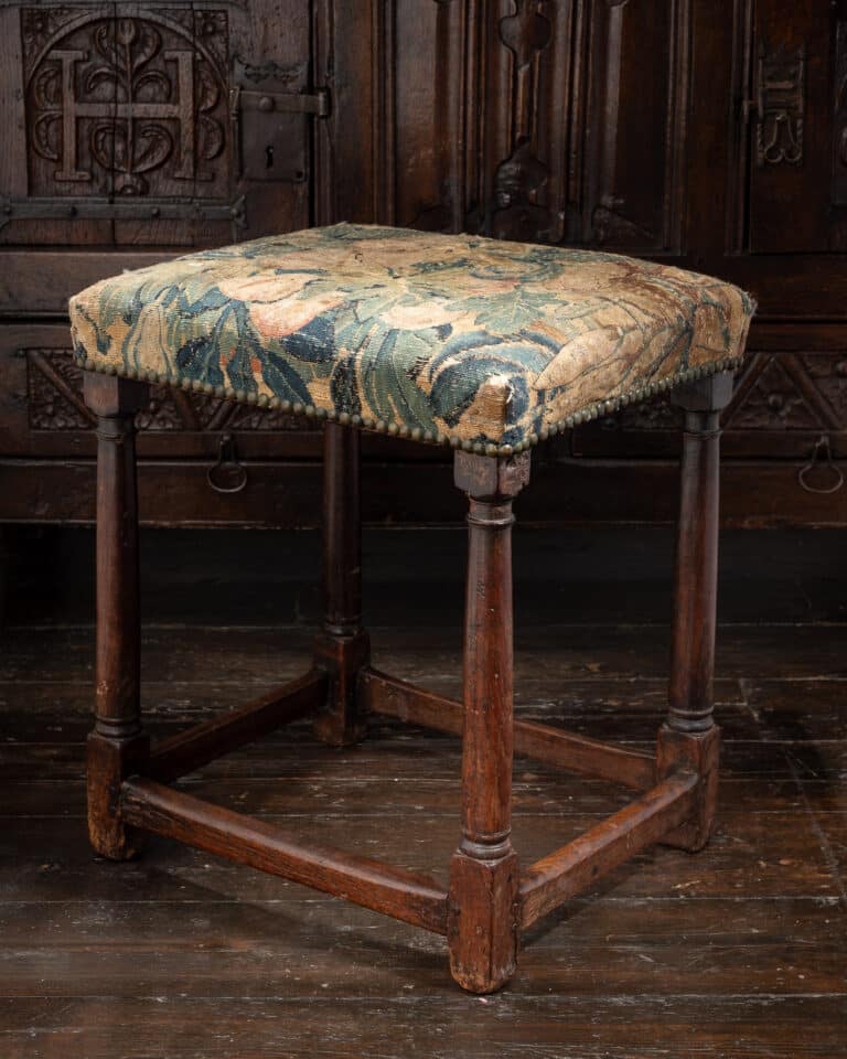 James I Joined Oak Upholstered Stool, circa 1620