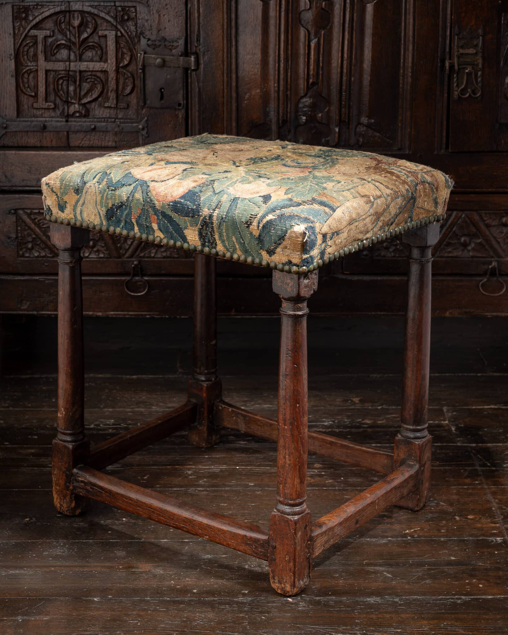 James I Joined Oak Upholstered Stool