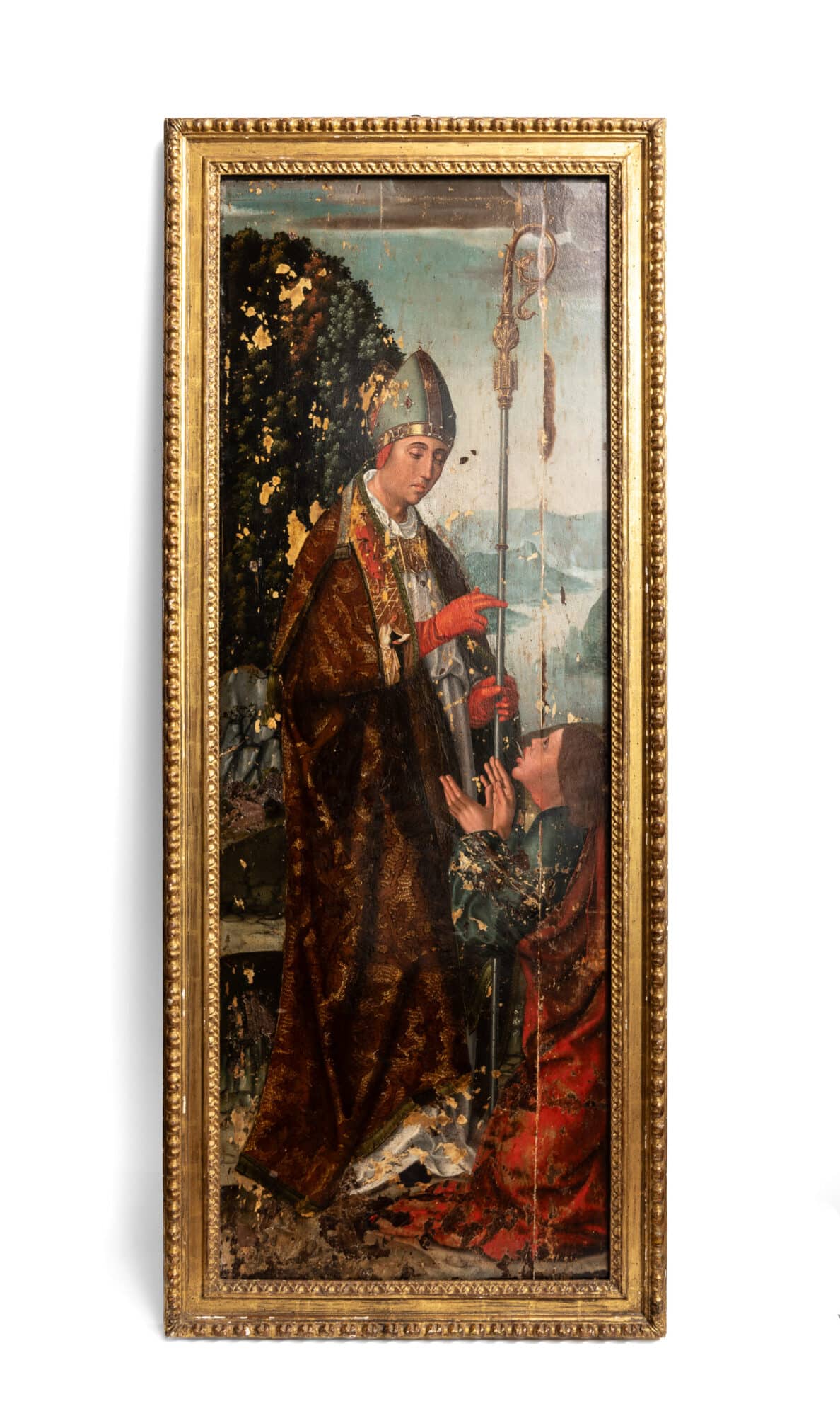 Netherlandish or Flemish School A Bishop Saint Blessing a Kneeling Youth (possibly Saint Blaise Healing the Choking Boy)