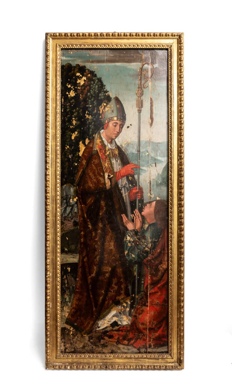 Netherlandish or Flemish School A Bishop Saint Blessing a Kneeling Youth (possibly Saint Blaise Healing the Choking Boy)