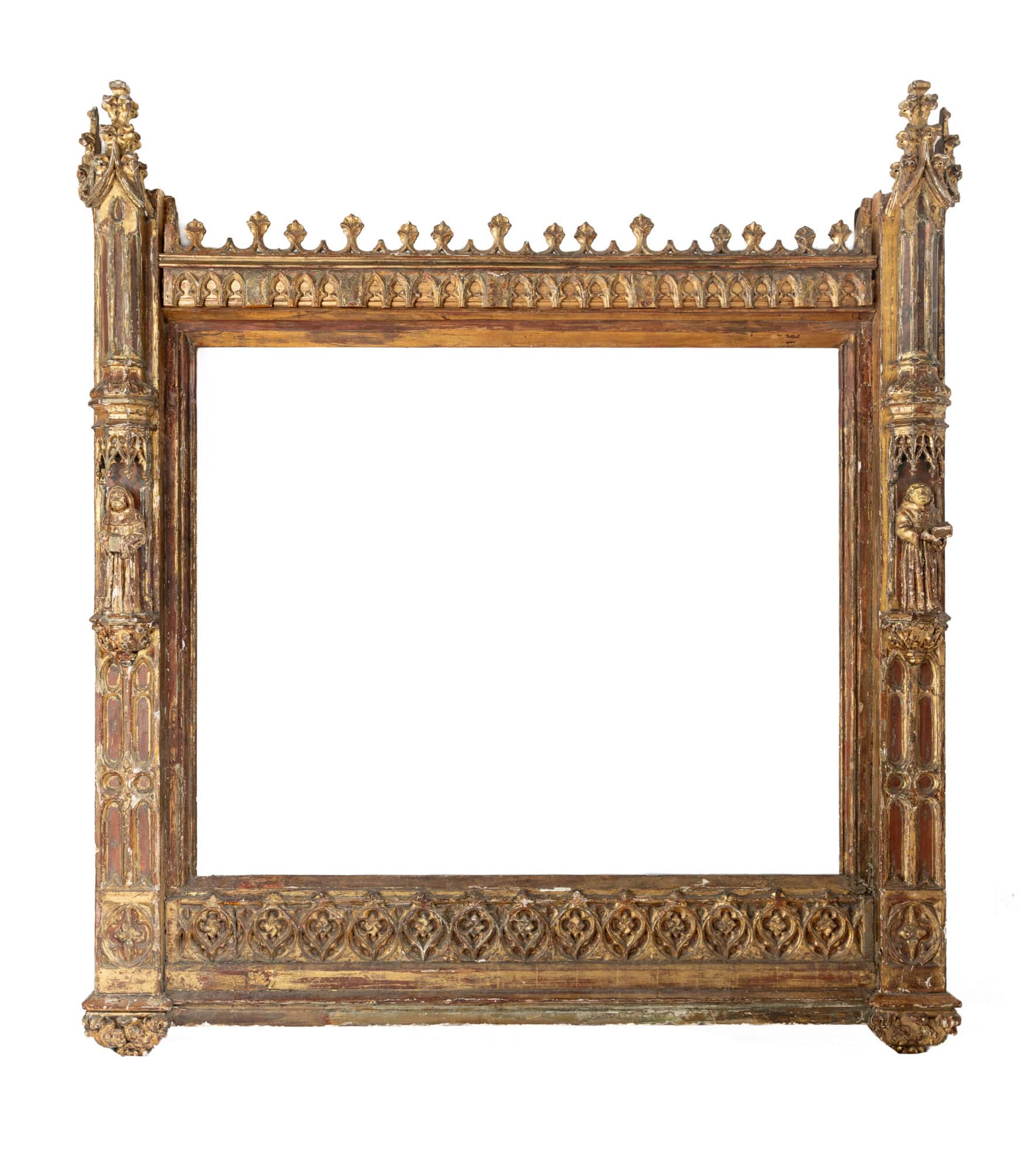 A Monumental Late Gothic Polychrome and Gilded Wooden Frame