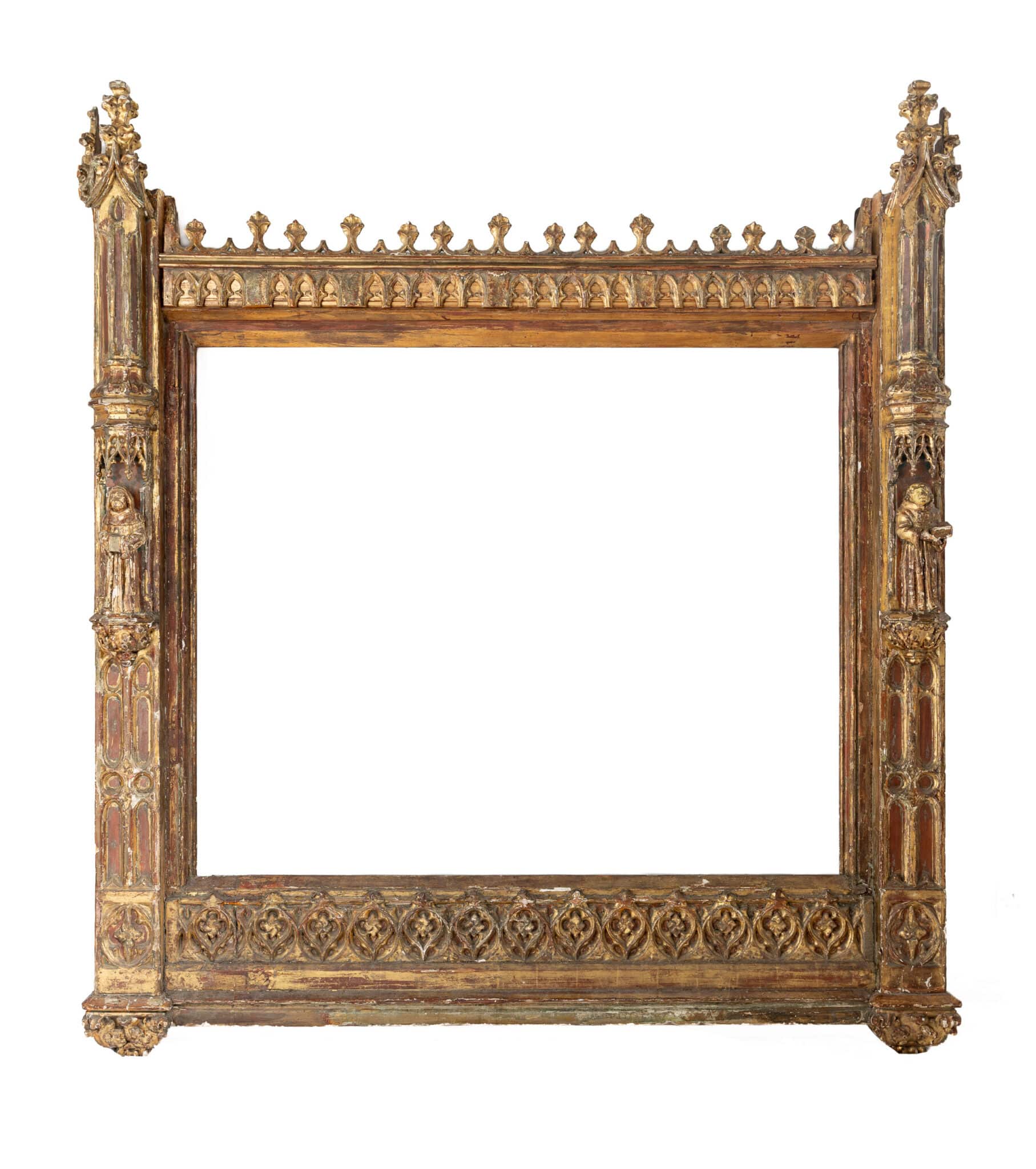 A Monumental Late Gothic Polychrome and Gilded Wooden Frame
