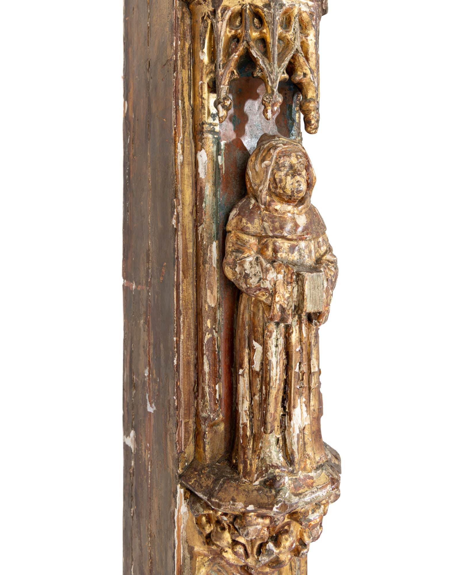 A Monumental Late Gothic Polychrome and Gilded Wooden Frame