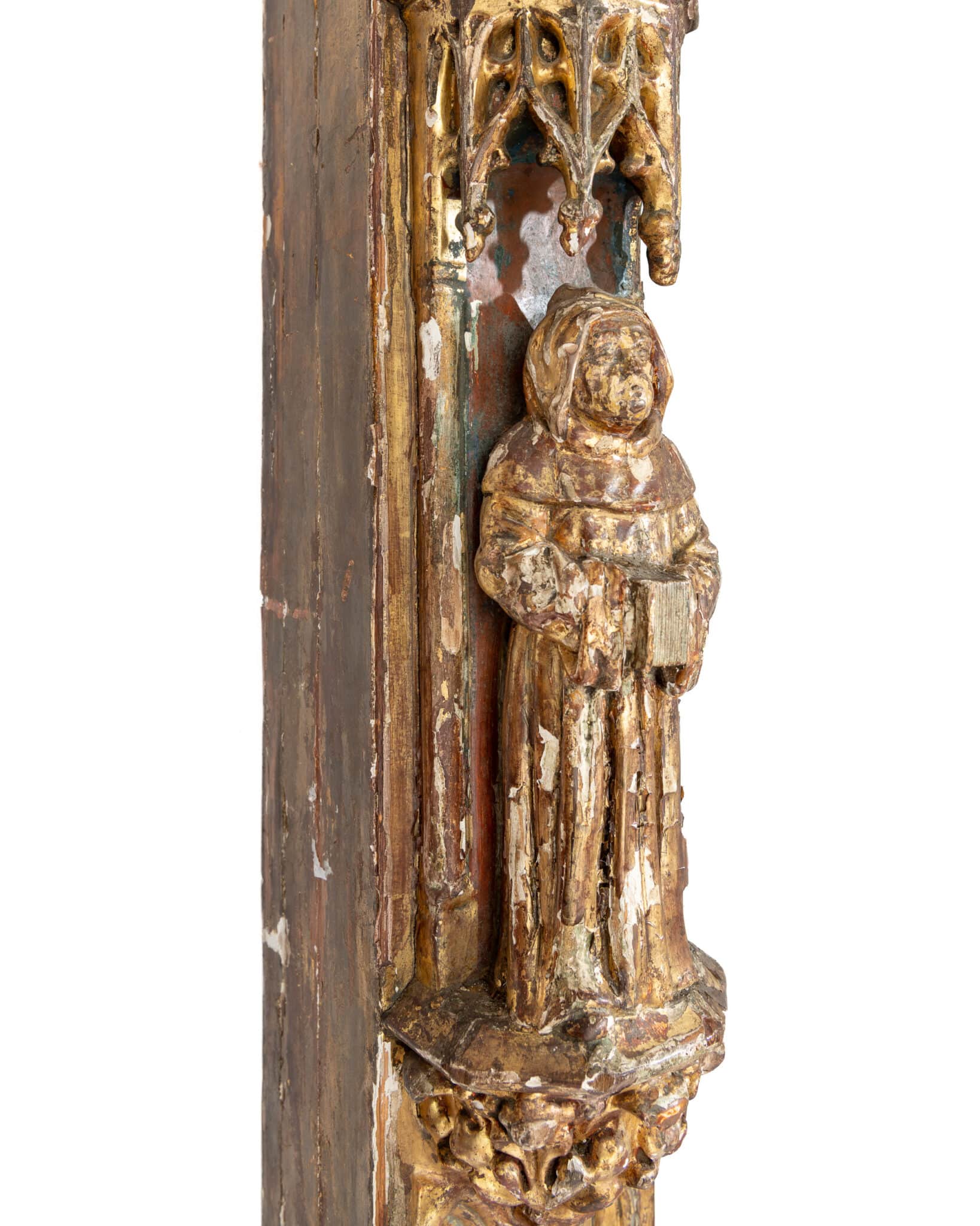 A Monumental Late Gothic Polychrome and Gilded Wooden Frame
