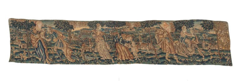 Elizabethan Pictorial Embroidered Valance England, circa 1570–1600
