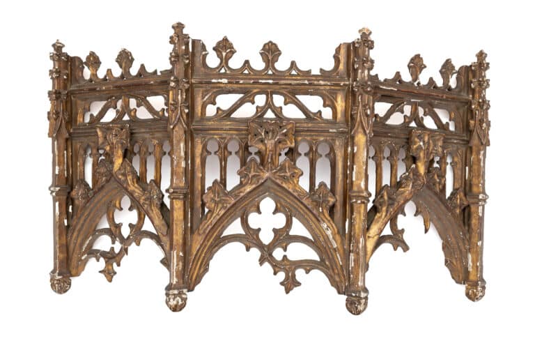 Late Gothic Gilt and Polychrome Wall Canopy for a Devotional Sculpture