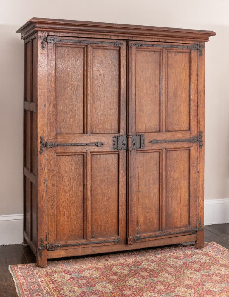 A Rare Late Gothic Oak Press Cupboard Flemish, probably Brabant, circa 1500–1520 Oak with wrought-iron fittings