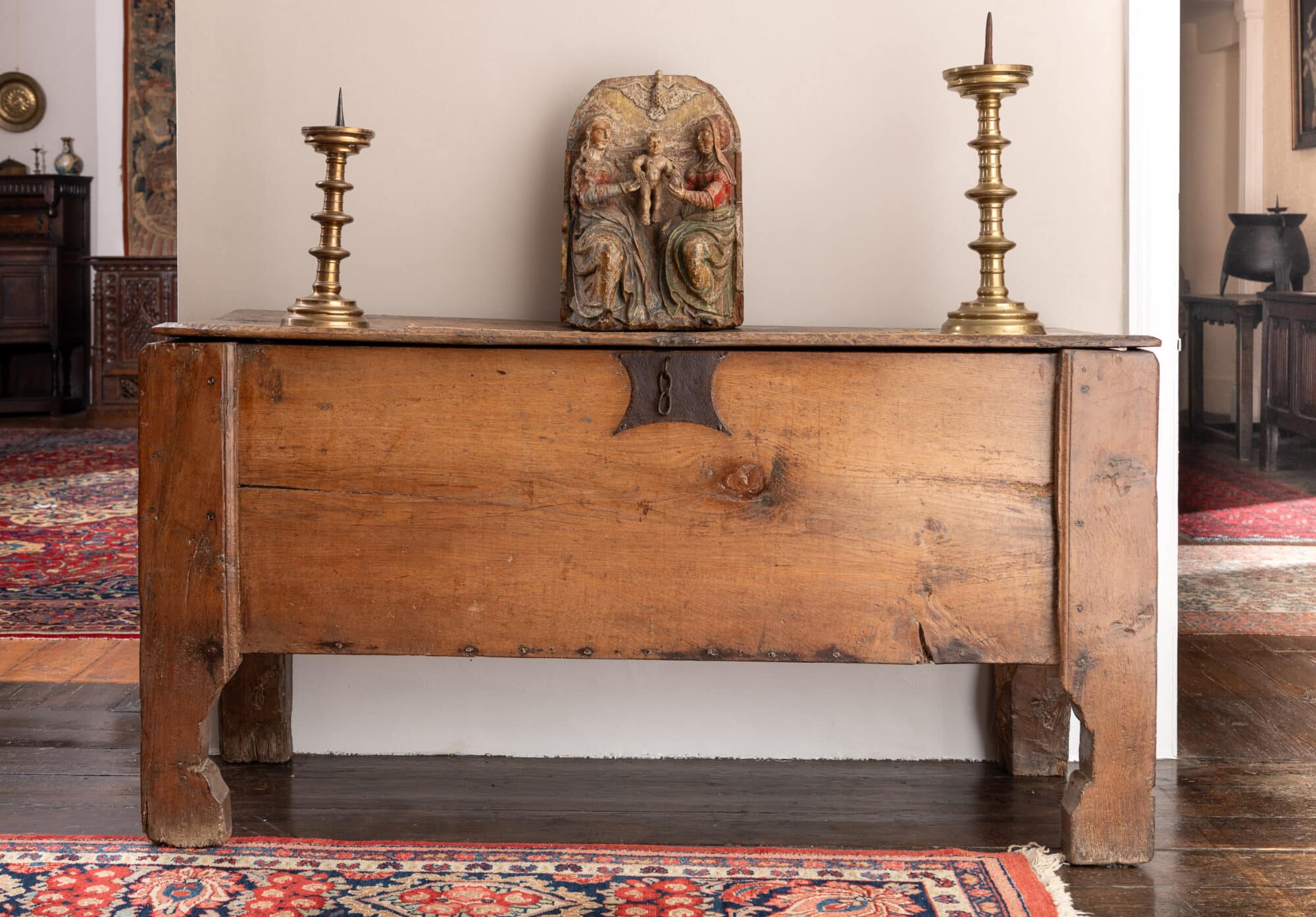 An Exceptional and Monumental Welsh Medieval Oak Boarded Chest