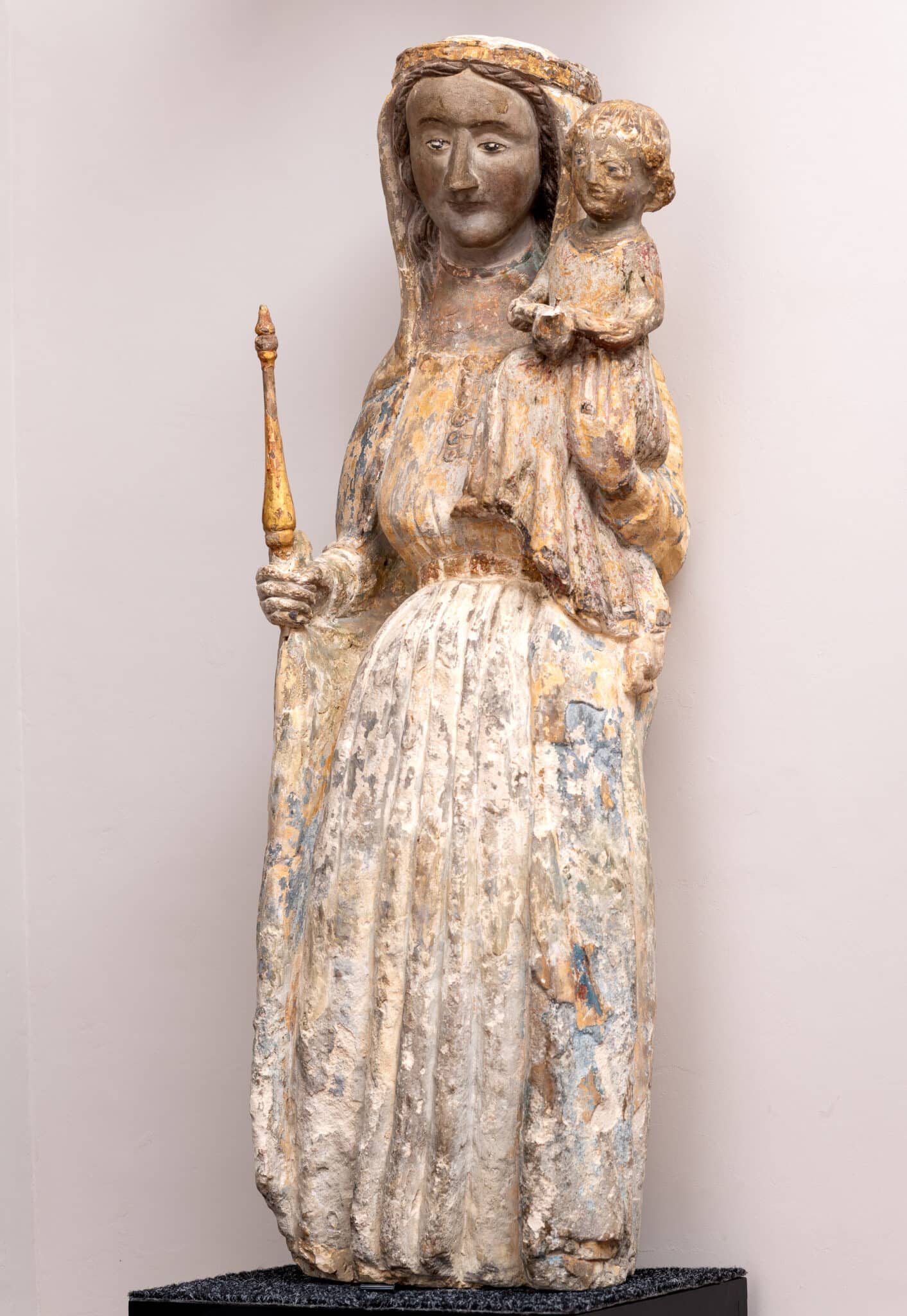 A Monumental Limestone Virgin and Child