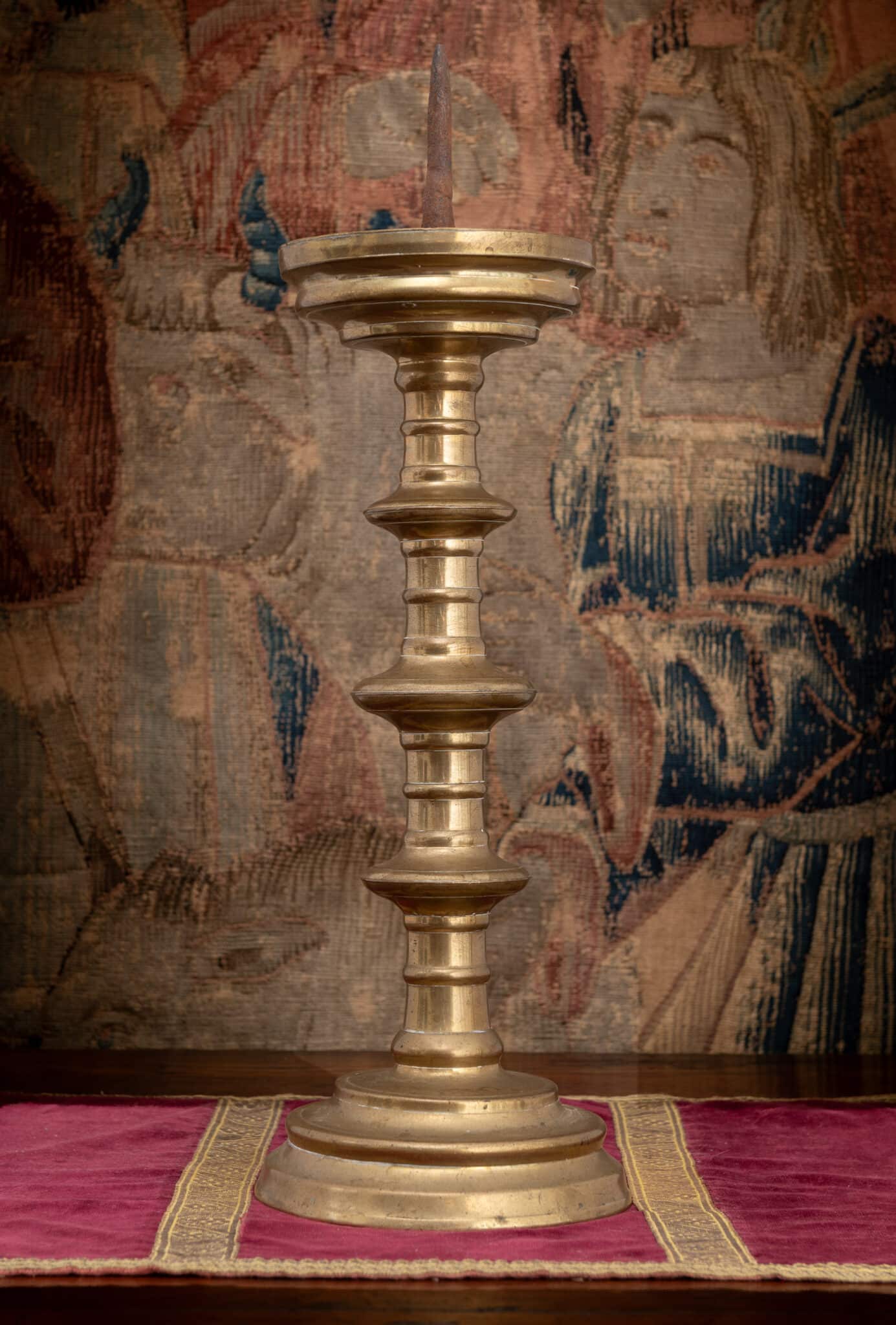A Monumental Late Gothic Brass Altar Candlestick, or Scheibenleuchter